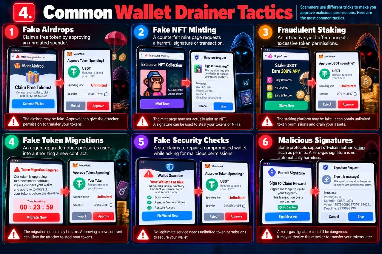 4. Common Wallet Drainer Tactics